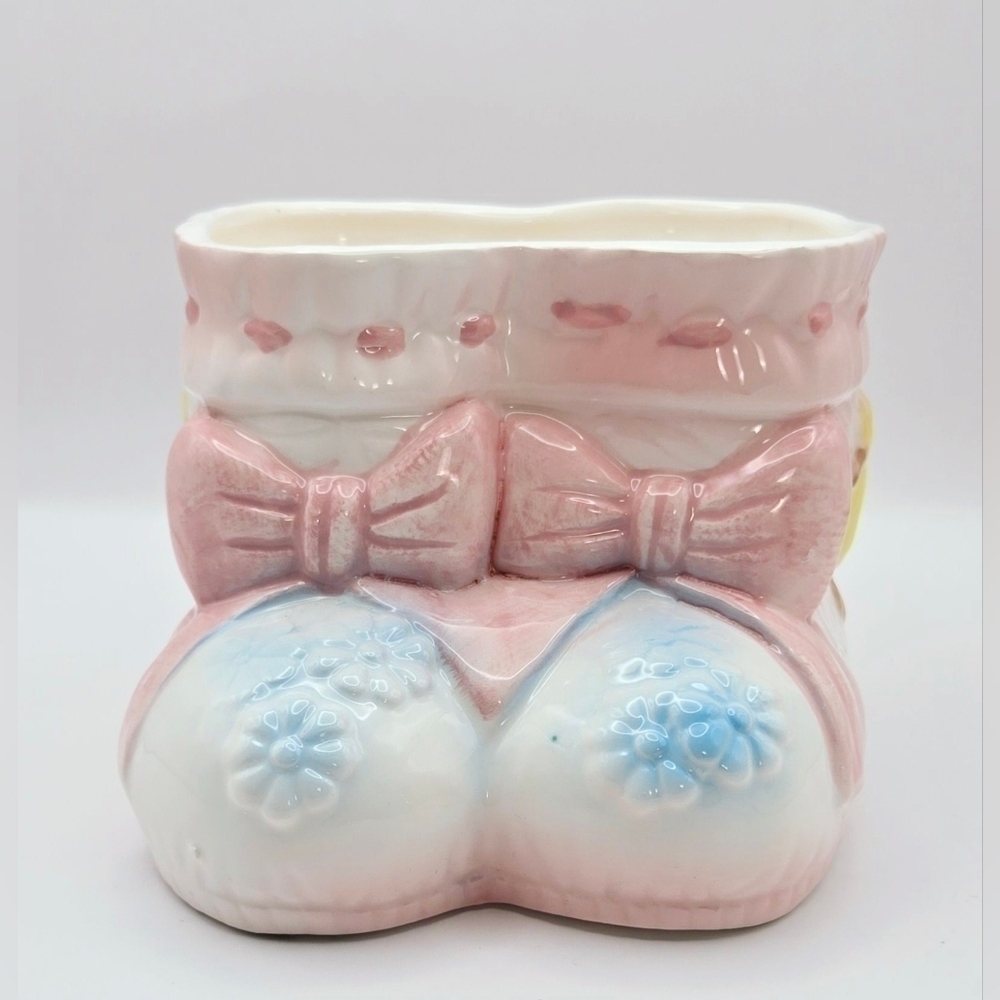Vintage My-Neil Ceramic Planter – Pink Bow Floral Design 1970s